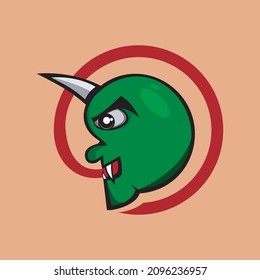 Green Demon Logo Vector Illustration suitable for screen printing on T-shirts for Devil Lovers