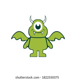 green demon with one eye in the middle vector illustration