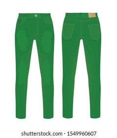 Green  denim pants. vector illustration