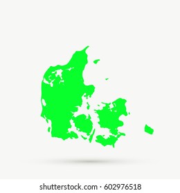 Green Denmark Map Illustration