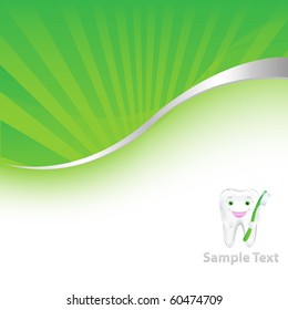 Green Dental Background With Tooth, Vector Illustration