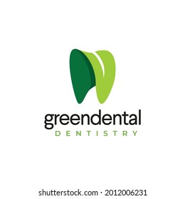 green dental dentistry logo, fresh eco tooth vector