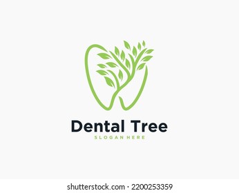 green dental tree nature logo design