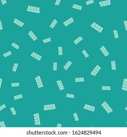 Green Dentures model icon isolated seamless pattern on green background. Teeth of the upper jaw. Dental concept.  Vector Illustration