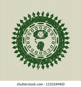 Green depression icon inside distress grunge stamp