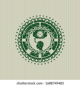 Green depression icon inside rubber stamp