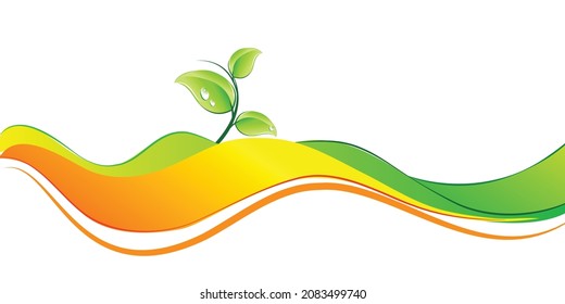 green design background. Abstract curved wavy lines with shadow, smooth stripe. Colorful shiny waves with lines created with the blend tool. Vector illustration for your design