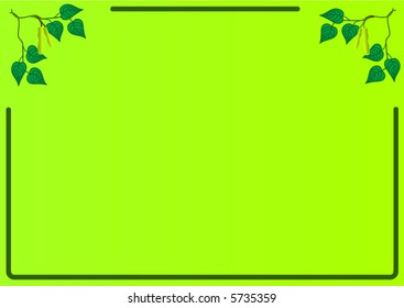 Green design with birch branch, vector illustration