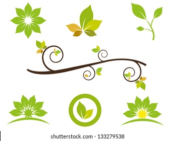 Green design elements based on leafs