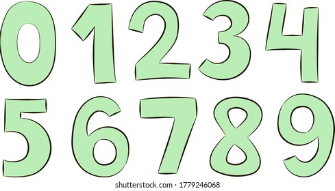 Green design font. Vector numbers