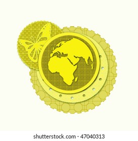 Green design planet with butterfly