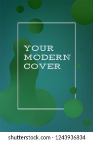 Green design template and illustration in stylish and trende bright gradient colors with abstract fluid shapes, paint splashes, ink drops - futuristic posters, banners and cover designs. Vector image.