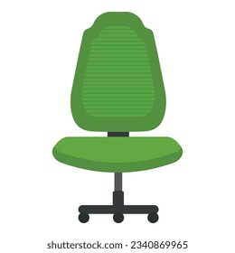 Green desk chair icon cartoon vector. Office front. View business