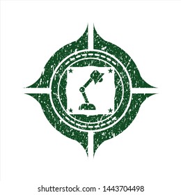 Green desk lamp icon inside distress rubber texture