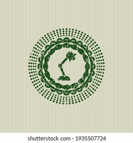 Grüne Schreibtischleuchte Symbol in Gummi-Stutzen mit Grunge-Textur. 