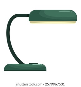 Green desk lamp illuminating a workspace, providing focused light for working or studying