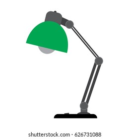 Green desk lamp, vector illustration on white background