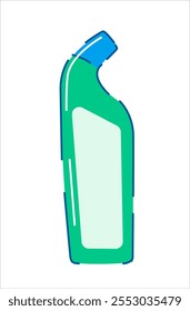 Green Detergent Bottle Illustration. Essential Cleaning Tools for Household.