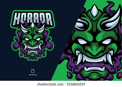 green devil mask mascot sport logo illustration