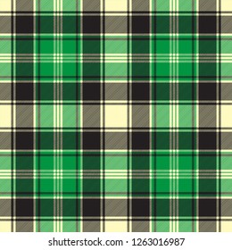 Green diagonal fabric texture tartan seamless pattern. Vector illustration.