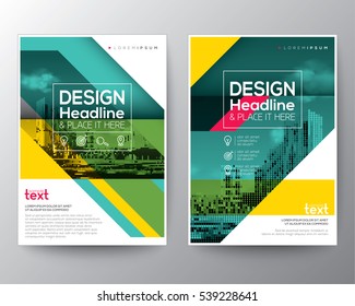 Green Diagonal Line Brochure Annual Report Cover Flyer Poster Design Layout Vector Template In A4 Size