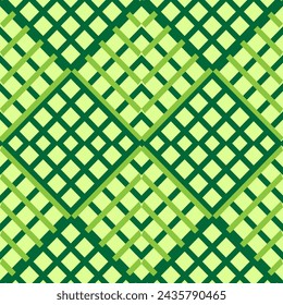 Green diagonal line forming square seamless pattern. Fashion graphic background design. Modern abstract texture. Monochrome template for prints, textile, wrapping. illustration