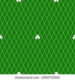 Green diagonal seamless pattern with trefoil