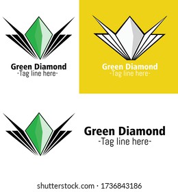 Ilustrador del logotipo verde negro de diamantes