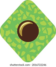 Green Diamond chocolate candy with lime crackle and chocolate bean button. Confectionary graphic