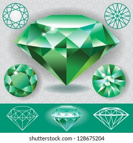 Piedra de esmeralda de diamante verde