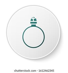Green Diamond engagement ring icon isolated on white background. White circle button. Vector Illustration