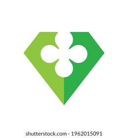 Green diamond flower logo icon design template elements, vector illustration