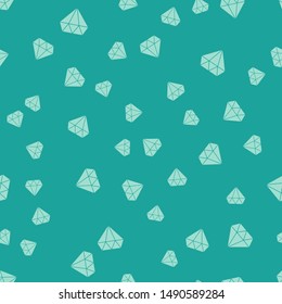 Green Diamond icon isolated seamless pattern on green background. Jewelry symbol. Gem stone.  Vector Illustration