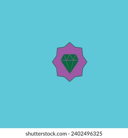 green diamond inside a pink circle