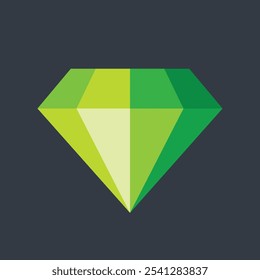 green diamond stone in flat vector design.