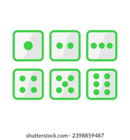 Green Dice Set In Grey Square Line One Two Tree Four Five Six Cube
