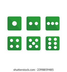 Green Dice Set In Square Line One Two Tree Four Five Six Cube
