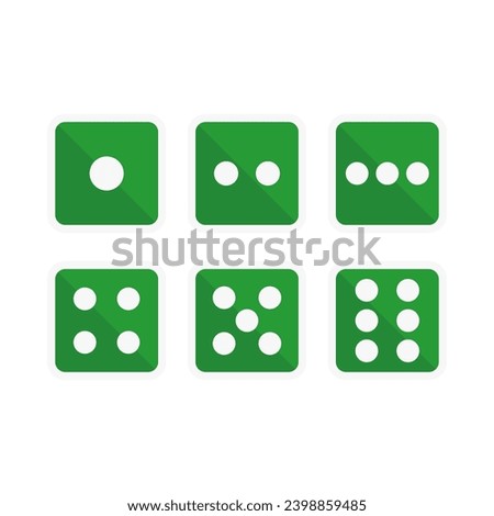Green Dice Set In Square Line One Two Tree Four Five Six Cube
