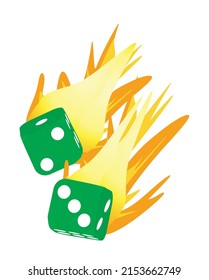 Green dices roll. vector illustration