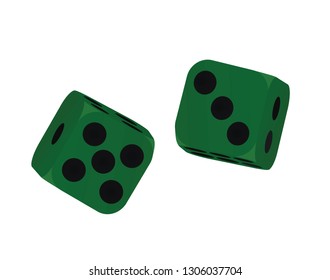 Green dices. vector illustration