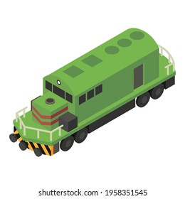 Green diesel train icon. Isometric of Green diesel train vector icon for web design isolated on white background