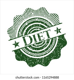 Green Diet distressed rubber seal with grunge texture