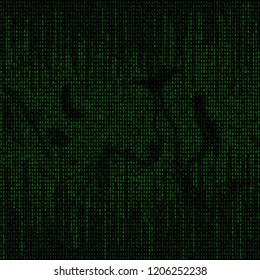Green digital background. Matrix numbers. Abstract tech background.