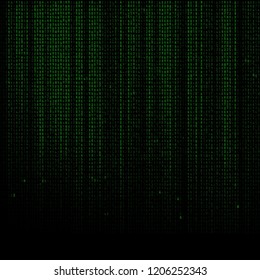 Green digital background. Matrix numbers. Abstract tech background.