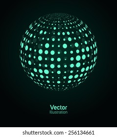 Green digital ball. Vector illustration.