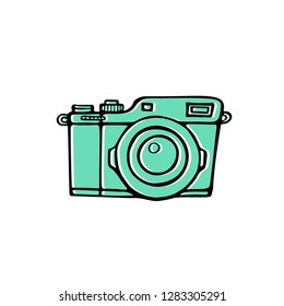 Green digital camera. Vector illustration.