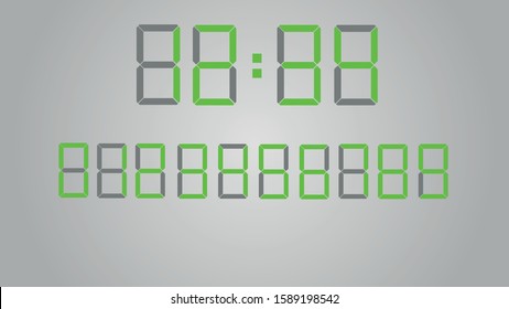 Green digital clock design icons