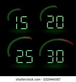 Green digital electronic numbers. Vector illustration