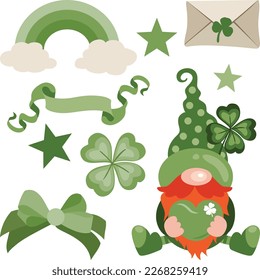 Green digital elements for Saint Patrick s Day
