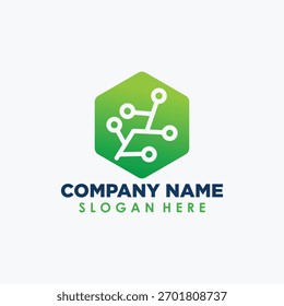 Plantilla de diseño de logotipo digital verde, Vector de concepto de diseño de logotipo de Elementos de naturaleza